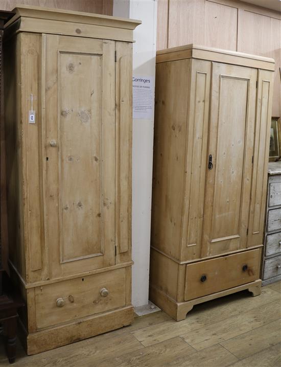 Two pine wardrobes W.78cm and 84cm